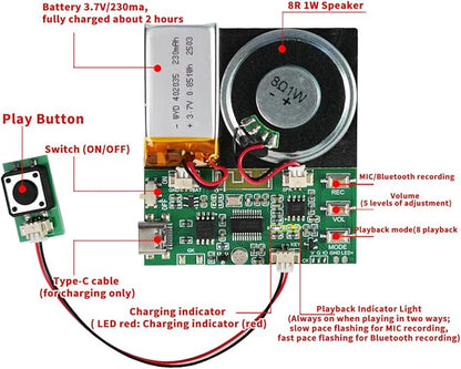 Bluetooth & MIC Recording Audio Sound Module, 8MB Voice Chips - Image 2