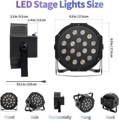 SmarketBuy Stage Lights with Sound Activated & DMX Control, 8 Pack 18x3 W LED - Image 4