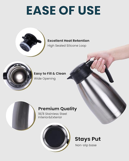 GiNT 74Oz Thermal Coffee Carafe, Insulated Stainless Steel Coffee Carafes - Image 3