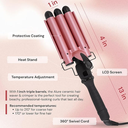 Alure Three Barrel Curling Iron Wand Hair Waver - Image 4