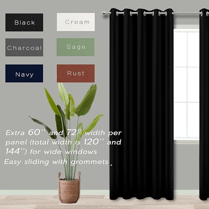 Blackout Curtains 72 Inch Extra Wide - Image 3