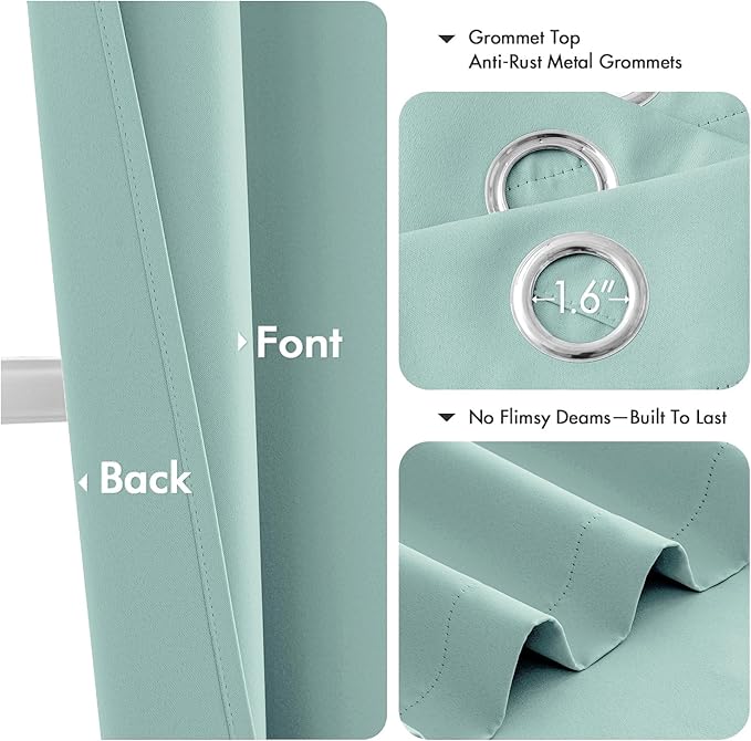 MIULEE Aqua Blackout Curtains for Bedroom Living Room 54 Inches Long 2 Panels - Image 4