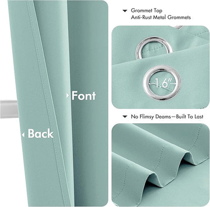 MIULEE Aqua Blackout Curtains for Bedroom Living Room 84 Inches Long 2 Panels - Image 4