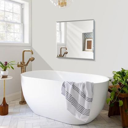 CILIBER Beveled Mirror, 24x24 inch Square Bathroom Mirrors - Image 8