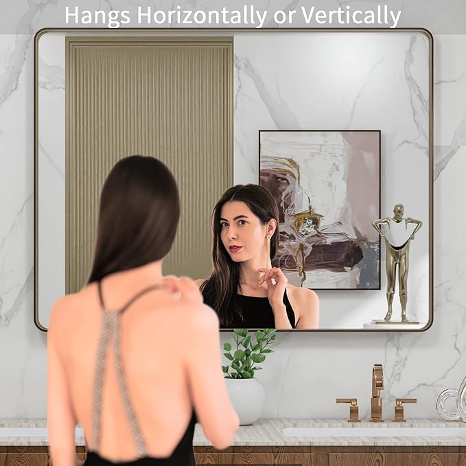 LOAAO 40”X30” Bronze Bathroom Mirrors - Image 2