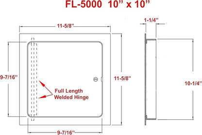 Premier 10x10 Universal Steel Flush Access Panel Door w/Screwdriver Latch - Image 4