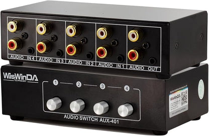 4-in 1-Out RCA 3.5mm AuxAudio Switch Box Audio Converter 4 Channels 1-in 4-Out by WisWinDa