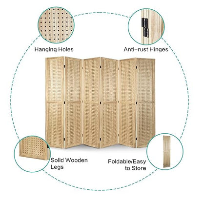 Babion 6 Panel Pegboard Display, Pegboard Room Divider Freestanding Folding - Image 7