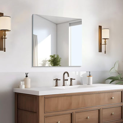 CILIBER Frameless Mirror, 24x24 inch Square Bathroom Mirrors by CILIBER
