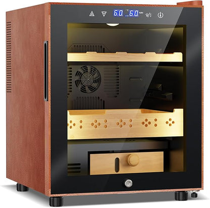 Electric Humidor with Leather-50L Cooling & Heating Humidor, Smart Touch by Velivi