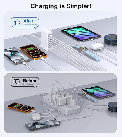 USB Charger Block, 45W 6-Port Charging Station - Image 5