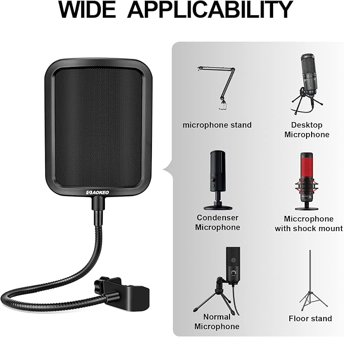 Aokeo Metal Pop Filter, Metal Mesh Layer Microphone Windscreen - Image 6