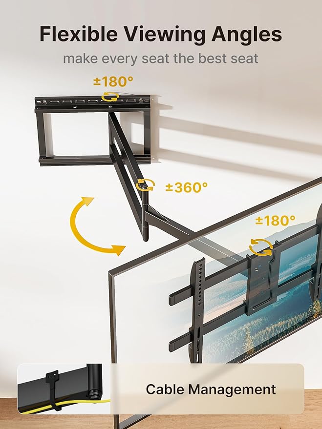 monTEK Long Arm TV Wall Mount for Most 43-80 Inch TVs, 42 Inch Long Extension - Image 5