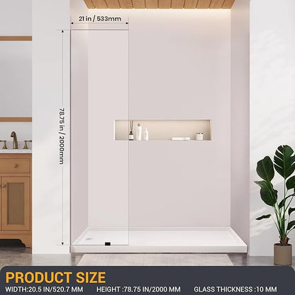 Shower Glass Panel 21" W×78.75" H, 3/8" Thick Clear Tempered Glass Panel - Image 2
