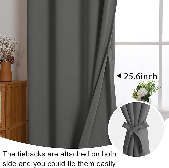 JIUZHEN Dark Grey Blackout Curtains - Image 6