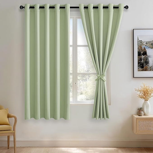 JIUZHEN Light Green Blackout Curtains by JIUZHEN