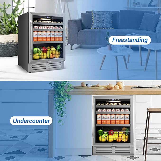 24" Beverage Refrigerator Undercounter | 180 Can Capacity | Built-In - Image 8
