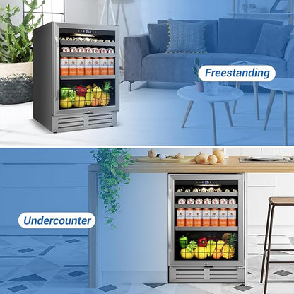 24" Beverage Refrigerator Cooler Under Counter, 180-Can Capacity, 24 Inch Wide - Image 8
