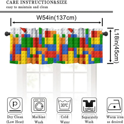 Kids Building Block Toy Valance Curtain Colorful Plastic Toy Brick Art Printed Valance for Boys Nursery Bedroom Decor W54xL18in Fabric 1 Panel