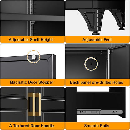 75" Tall Metal Storage Cabinet, Kitchen Pantry Storage Cabinets - Image 5
