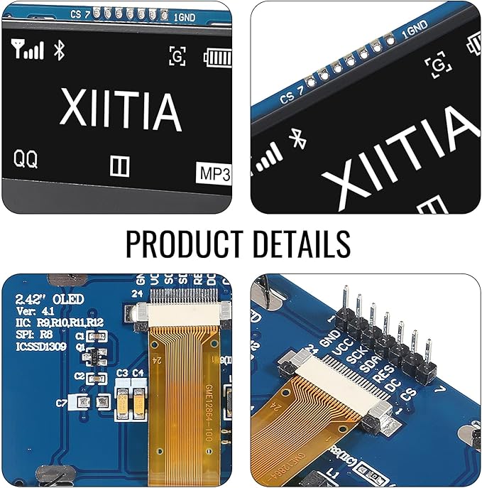 XIITIA 2pcs 2.42 inch 128x64 OLED LCD Display Module SSD1309 7 Pin SPI/IIC I2C - Image 4