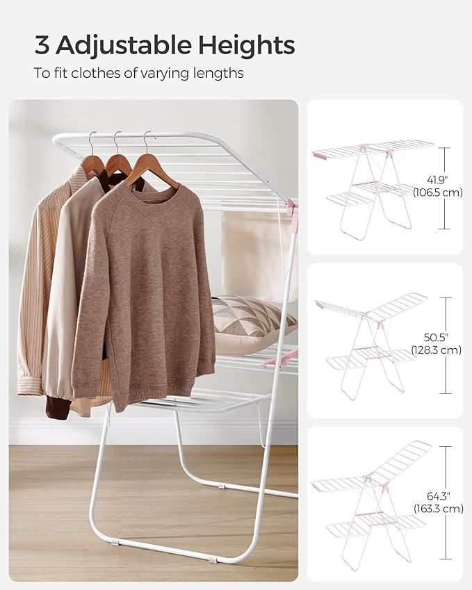 SONGMICS Clothes Drying Rack, Foldable 2-Level Laundry Drying Rack, - Image 5