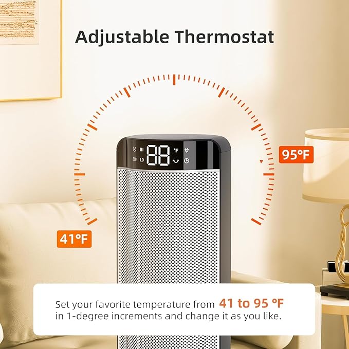 Space Heaters for Indoor Use Large Room, 70 ° Oscillation, Fast Heating Ceramic - Image 4