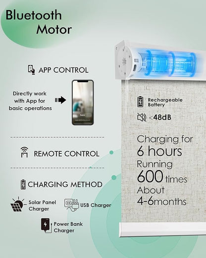 Yoolax Motorized Blinds with Remote, Light Filtering Remote Shades - Image 3