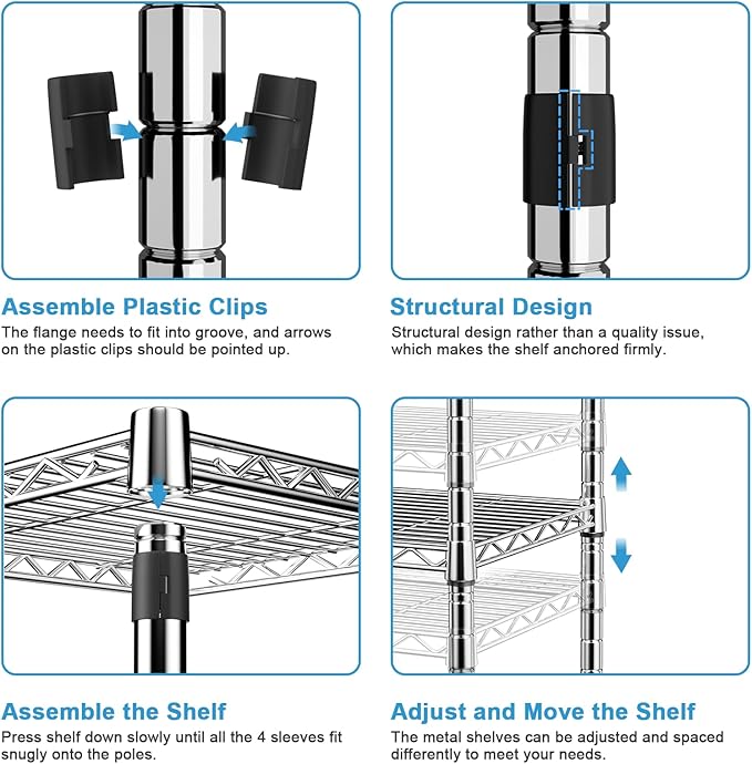 Ulif E1 Heavy Duty Closet Garment Rack, 6 Tiers Adjustable Metal Freestanding - Image 7