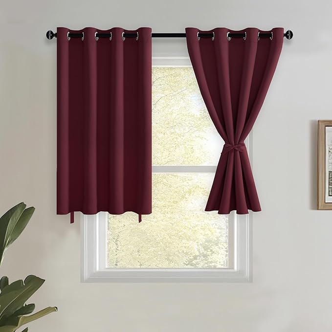 JIUZHEN Short Curtains Kitchen Half Window Blackout Curtains by JIUZHEN
