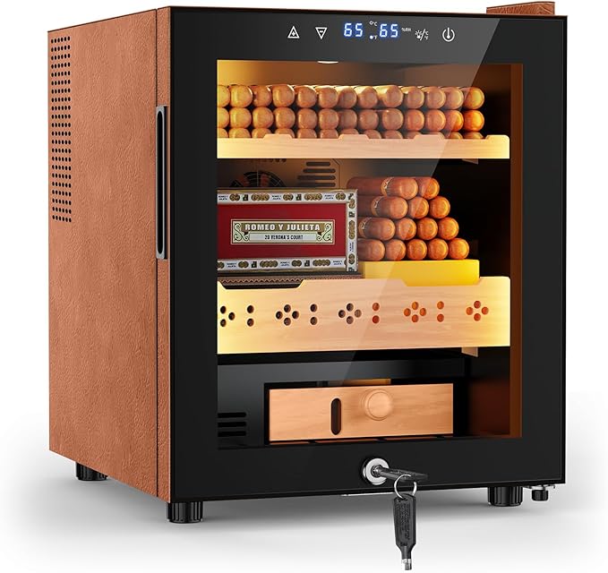 Tylza Leather Trim Cigar Humidor, 50L Cigar Humidor Cabinet by TYLZA