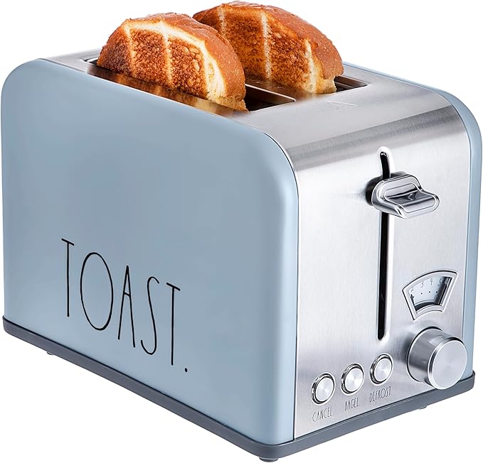 Rae Dunn Toaster, Stainless Steel 2 Slice Square Toaster, Wide Slot by RaeDunn