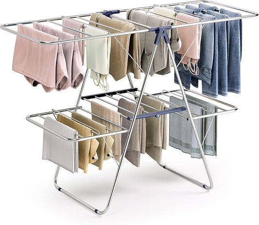 APEXCHASER Clothes Drying Rack, Foldable 2-Level Drying Rack Clothing, by APEXCHASER