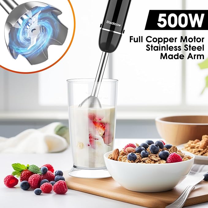 Immersion Blender Set for Kitchen, 500W Extra Quiet Emulsion Blender Handheld - Image 4