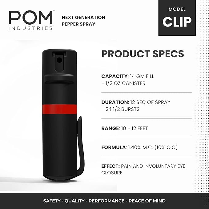 POM Pepper Spray Pocket Clip, Quick Flip Top Safety, Maximum Strength OC Formula - Image 3
