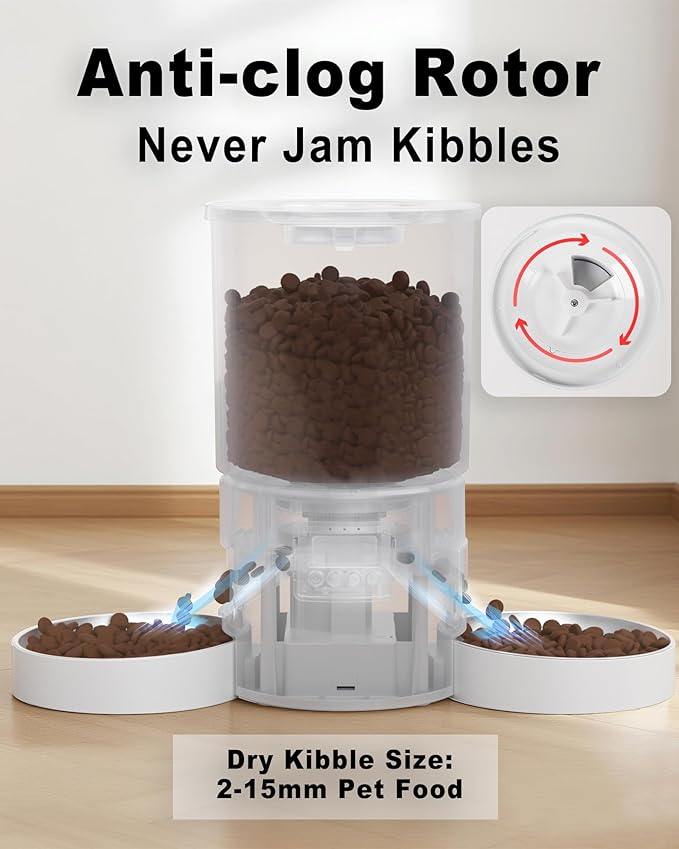 Automatic Cat Feeder for 2 Cats, 4.2L Programmable 1-6 Meals Portion Control - Image 5