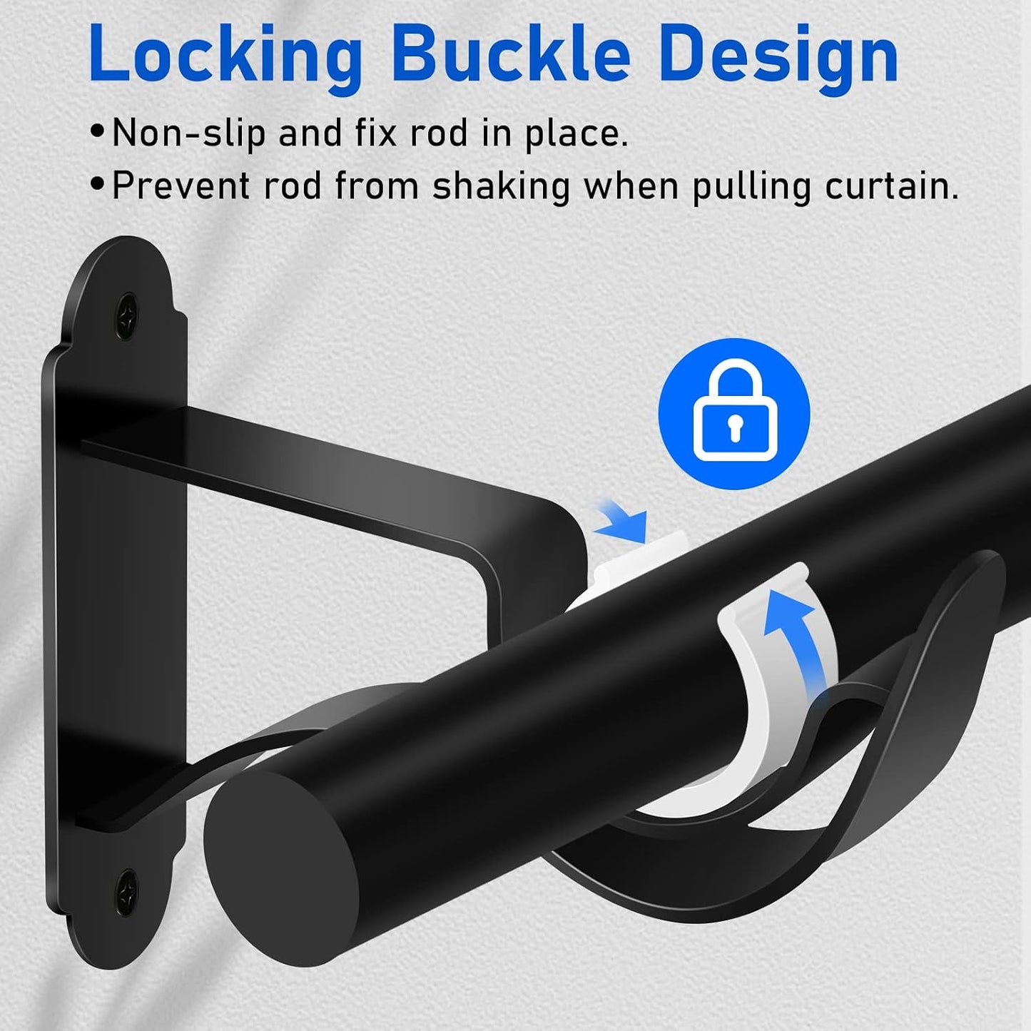 TOKPLNU Curtain Rod Bracket, Heavy Duty Curtain Rod Holders, Black Rod Hooks Hangers Drapery Single Decorative Rods Wall Brackets for 1 Inch Drape Poles, 4 Pack