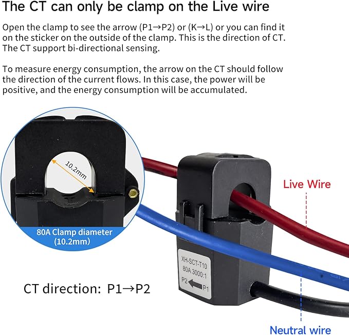 Smart WIFi Energy Monitor with 3 * 80A Clamp, Home Power Monitor Track - Image 5