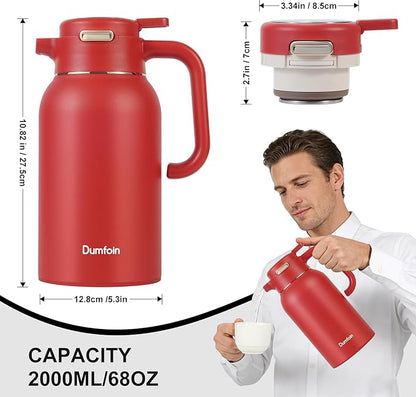 68 Oz Thermal Coffee Carafe, Stainless Steel Insulated Vacuum Coffee Carafes - Image 3