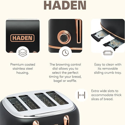 Haden Heritage 4 Slice Wide Slot Stainless Steel Toaster Bundled - Image 3