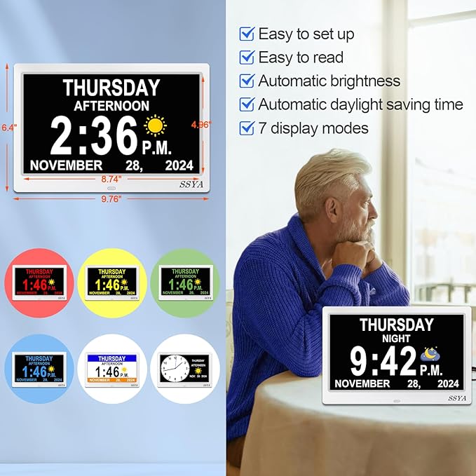 SSYA Dementia Clock for Seniors, Digital Clock - Image 3