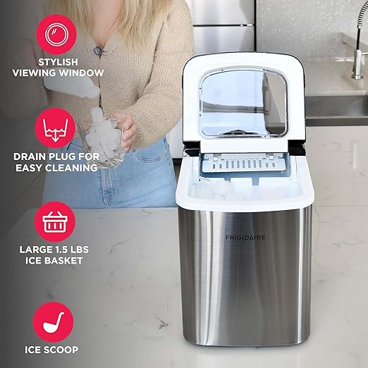 Frigidaire Compact Countertop Ice Maker, Makes 26 Lbs. of Bullet Shaped Ice - Image 3