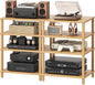 LELELINKY 4-Tier AV Media Player Stand Set of 2, Natural Stereo Cabinet by LELELINKY
