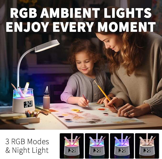 Led Desk Lamp with Pen Holder, Touch Lamps - Image 2