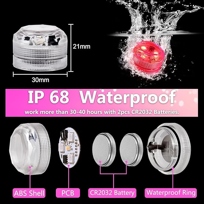 Submersible Led Lights with Remotes, Waterproof Tea Lights Candles Battery - Image 3
