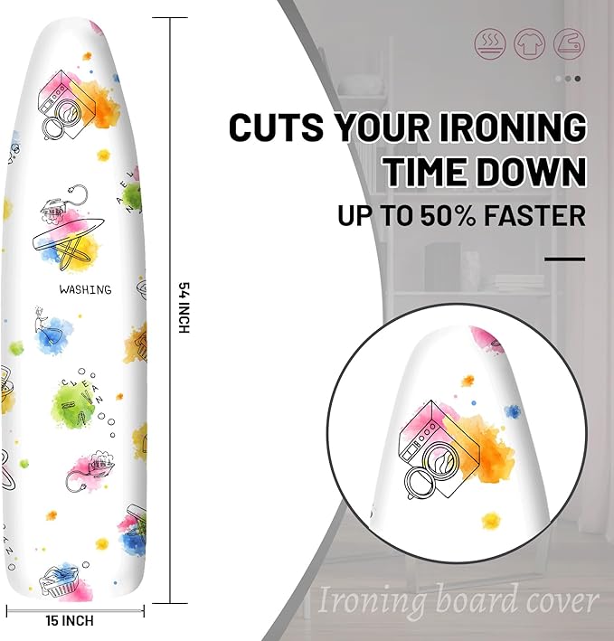 Extra Thick Ironing Board Cover and Pad, 15x54 Ironing Board Cover, Resist - Image 2