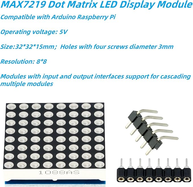 MTDELE 5Pcs MAX7219 5V 8 * 8 Dot Matrix LED Display Module Kit Control - Image 3