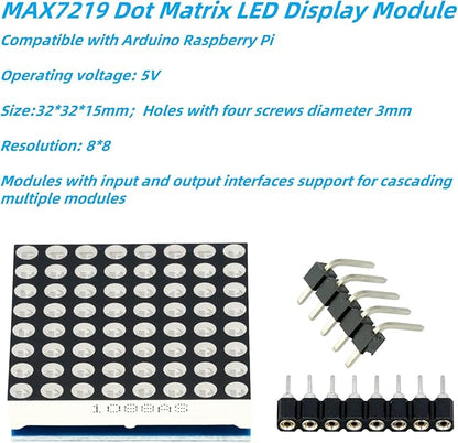 MTDELE 5Pcs MAX7219 5V 8 * 8 Dot Matrix LED Display Module Kit Control - Image 3