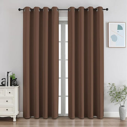 CUCRAF Brown Blackout Curtains 90 inch Length, Thermal Insulated Room Darkening by CUCRAF
