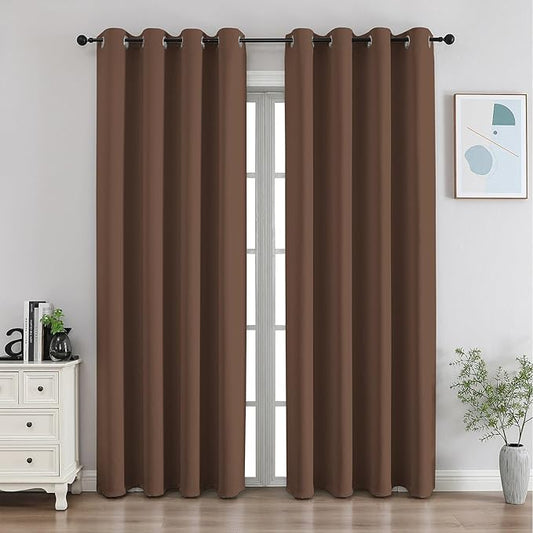 CUCRAF Brown Blackout Curtains 90 inch Length, Thermal Insulated Room Darkening by CUCRAF